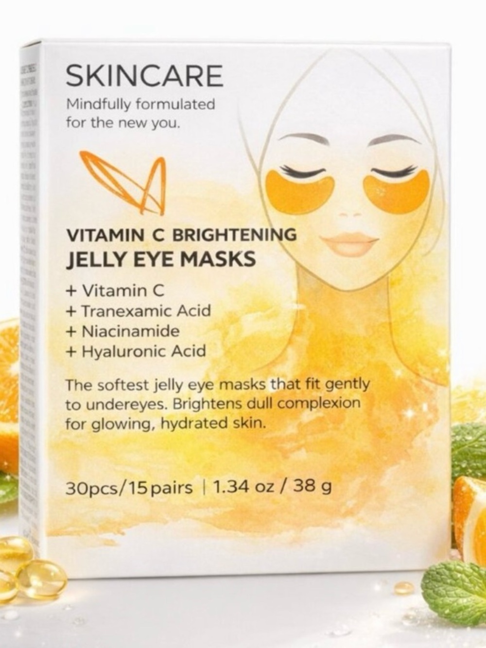 NWT - Vitamin C Brightening Jelly Eye Masks – Orange •